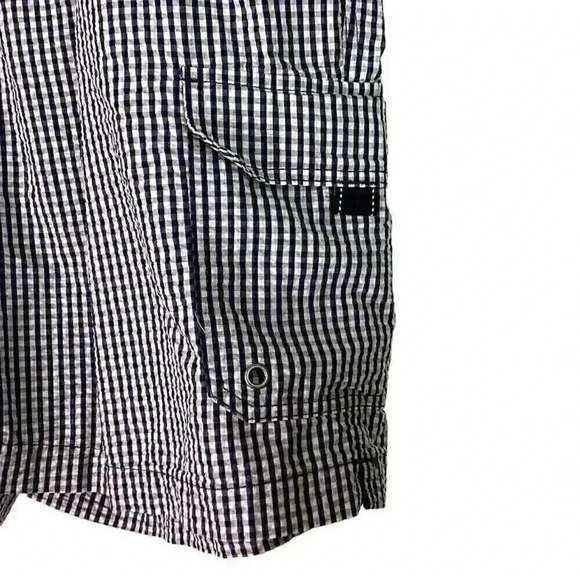 Lands End Mens XXL Seersucker Swim Trunks Shorts Blue White Cotton Blend Plaid - Picture 2 of 7